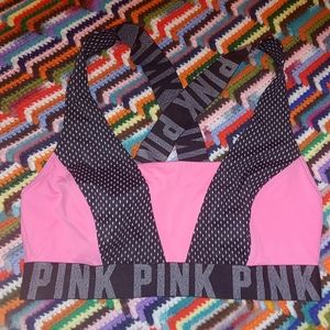 Victoria's Secret Pink Black & Pink Polka Dot Sportsbra